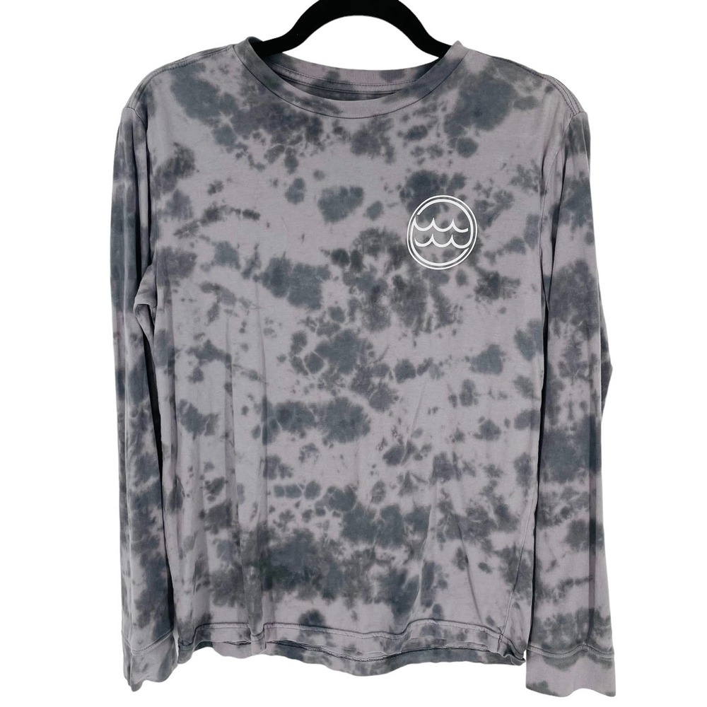 Bixby Nomad Girls Size L 12-14 Gray Tie Dye Long Sleeve Tee Logo 100% Cotton